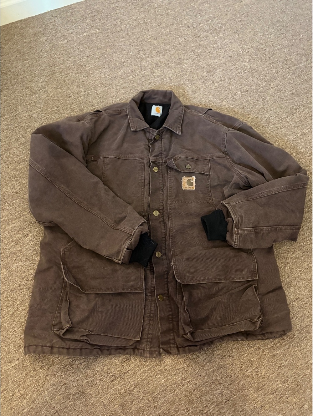 Carhartt Brown Detroit inspired Quilted Workwear Jacket y2k vintage chore bomber